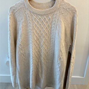 Abercrombie Cable Knit Cream Merino Blend Sweater - Size XS